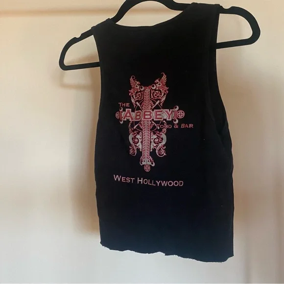 THE ABBEY DISTRESSED BLACK TANK - Picture 2 of 2